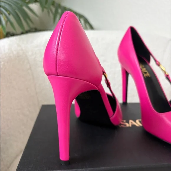 Versace Pink Leather Heels 100cm Size 38 - Picture 7 of 7